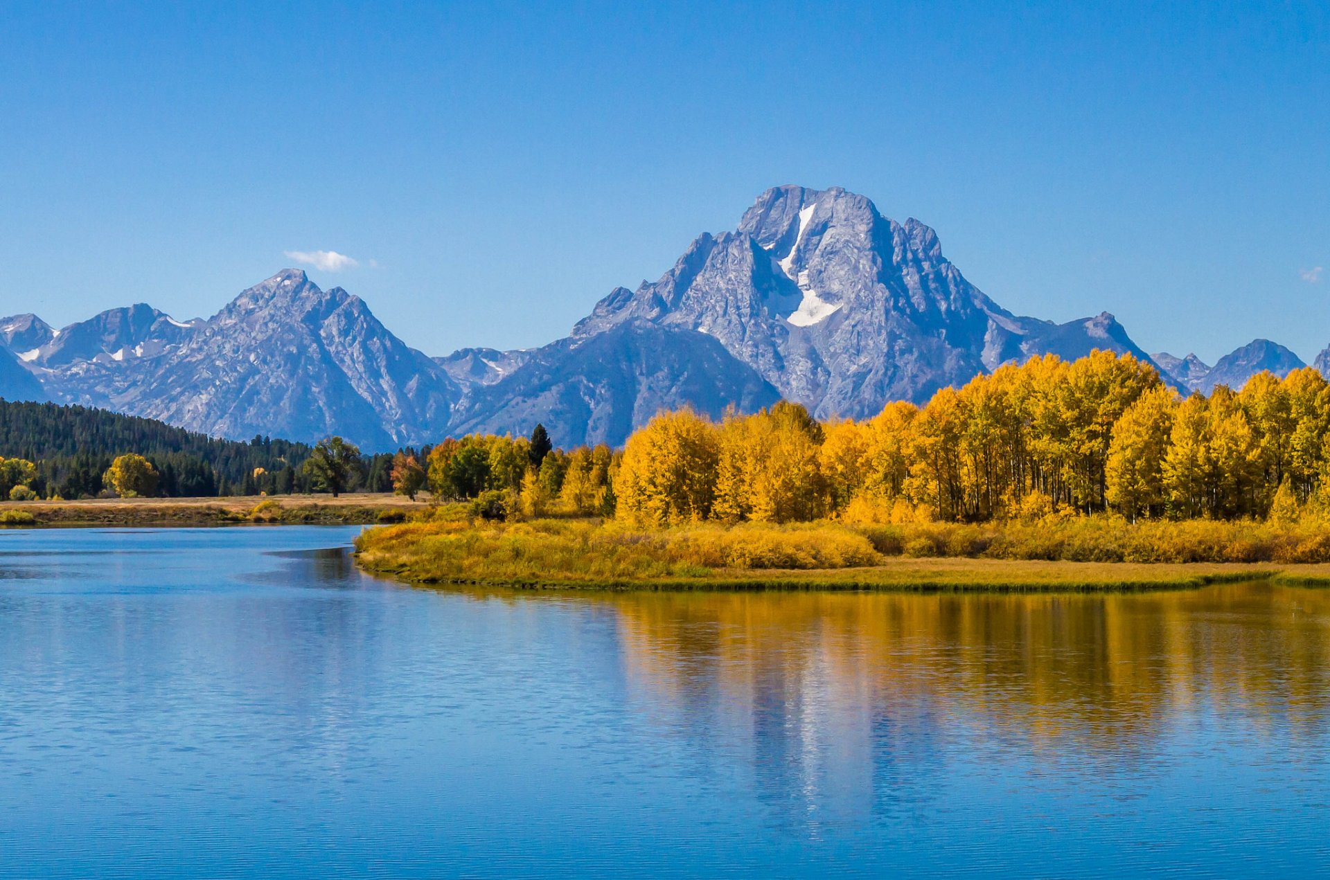 grand teton national park wyoming usa foresta alberi montagne lago fiume cielo autunno