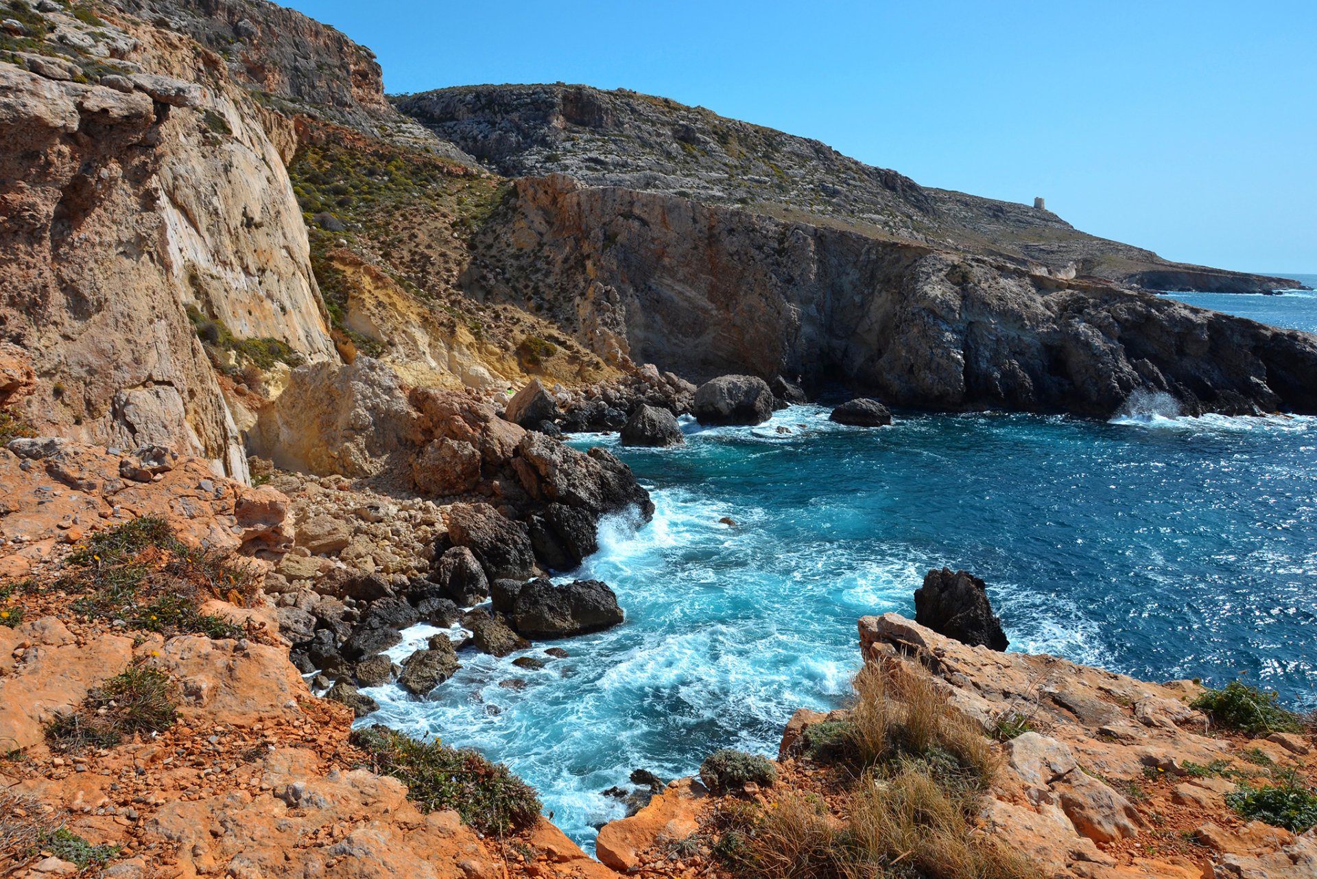 malta sky clouds rock sea stone