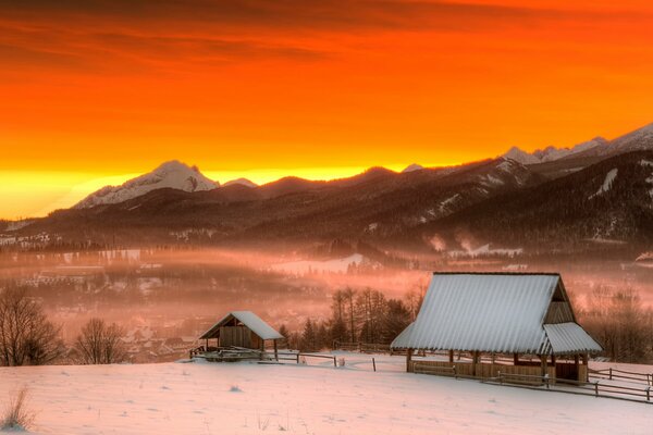 Mountains on the background of sunset in Poland