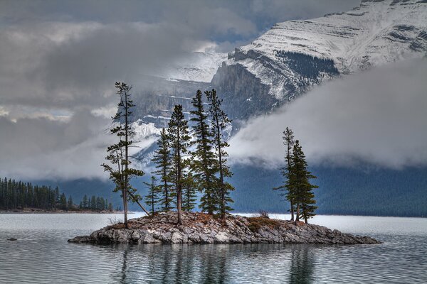 Island with mountain view