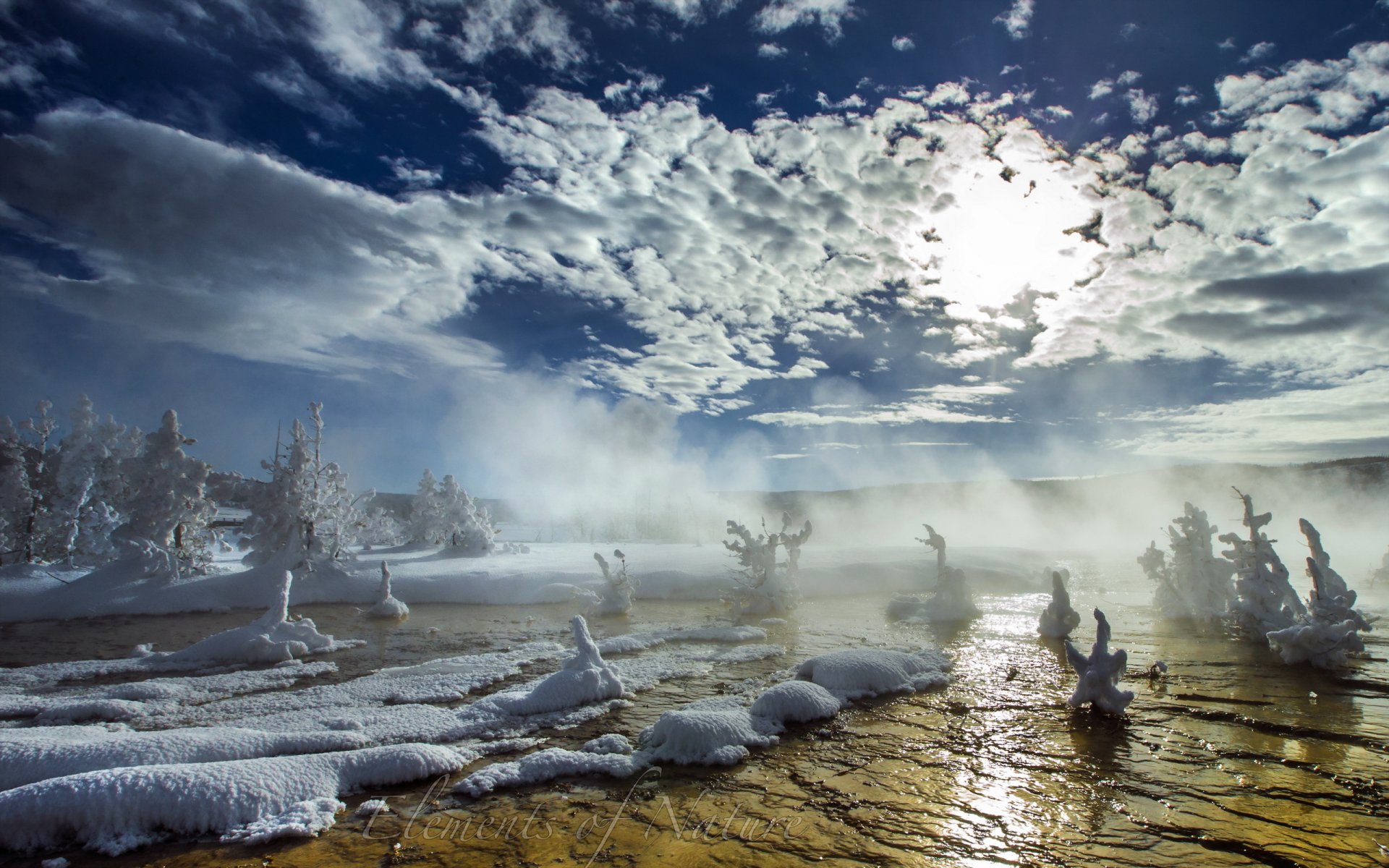 morgen fluss nebel schnee natur landschaft