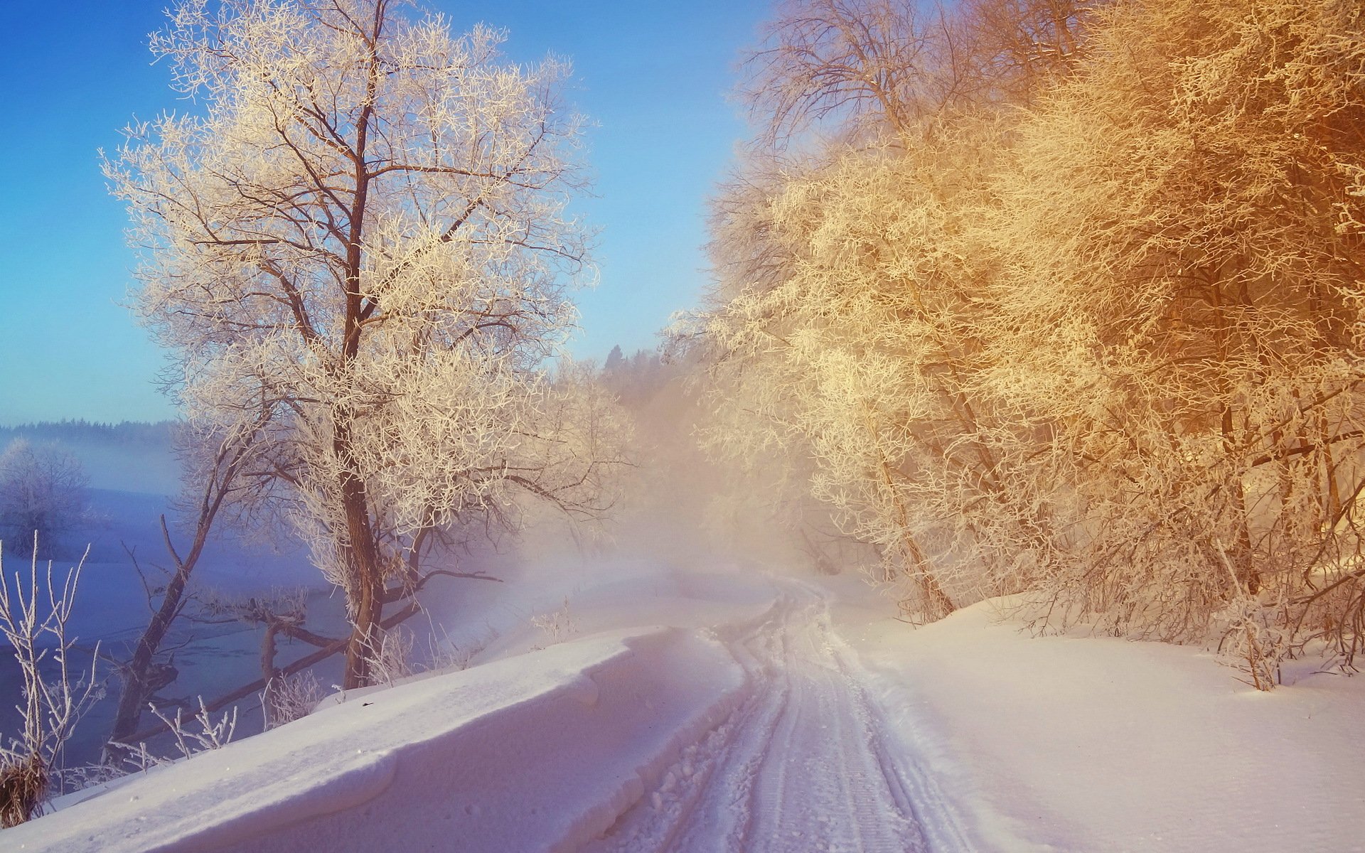 carretera invierno nieve paisaje