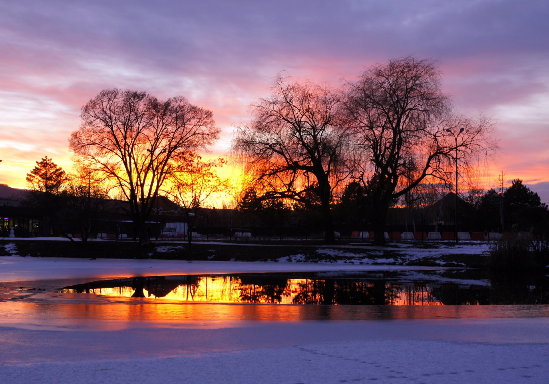 hiver coucher de soleil