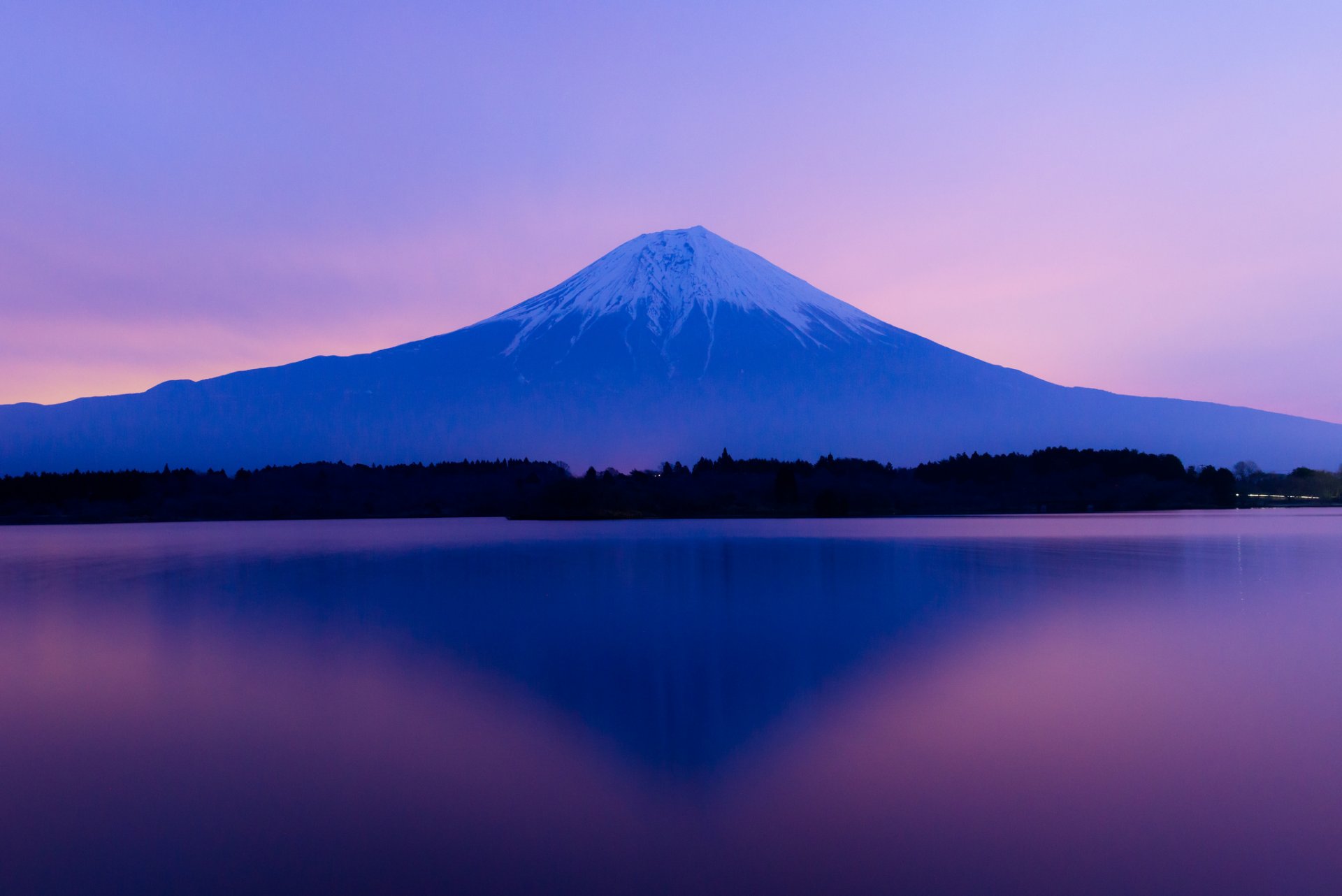 japón monte fuji cielo puesta de sol lago árboles