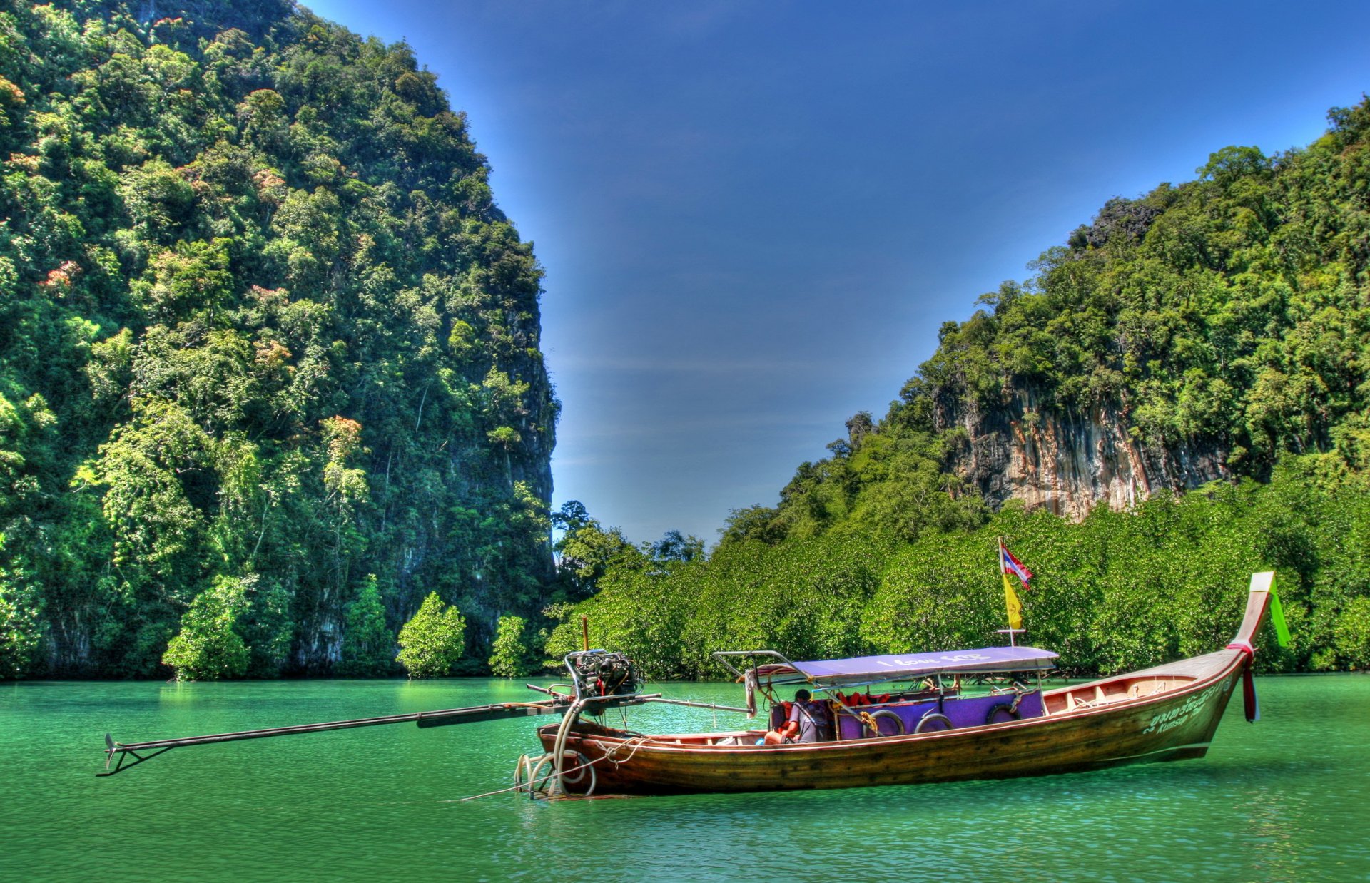 thailand nature mountain tree boat