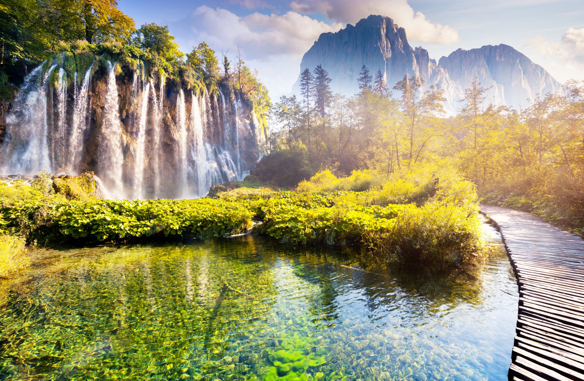 waterfall river landscape water rock