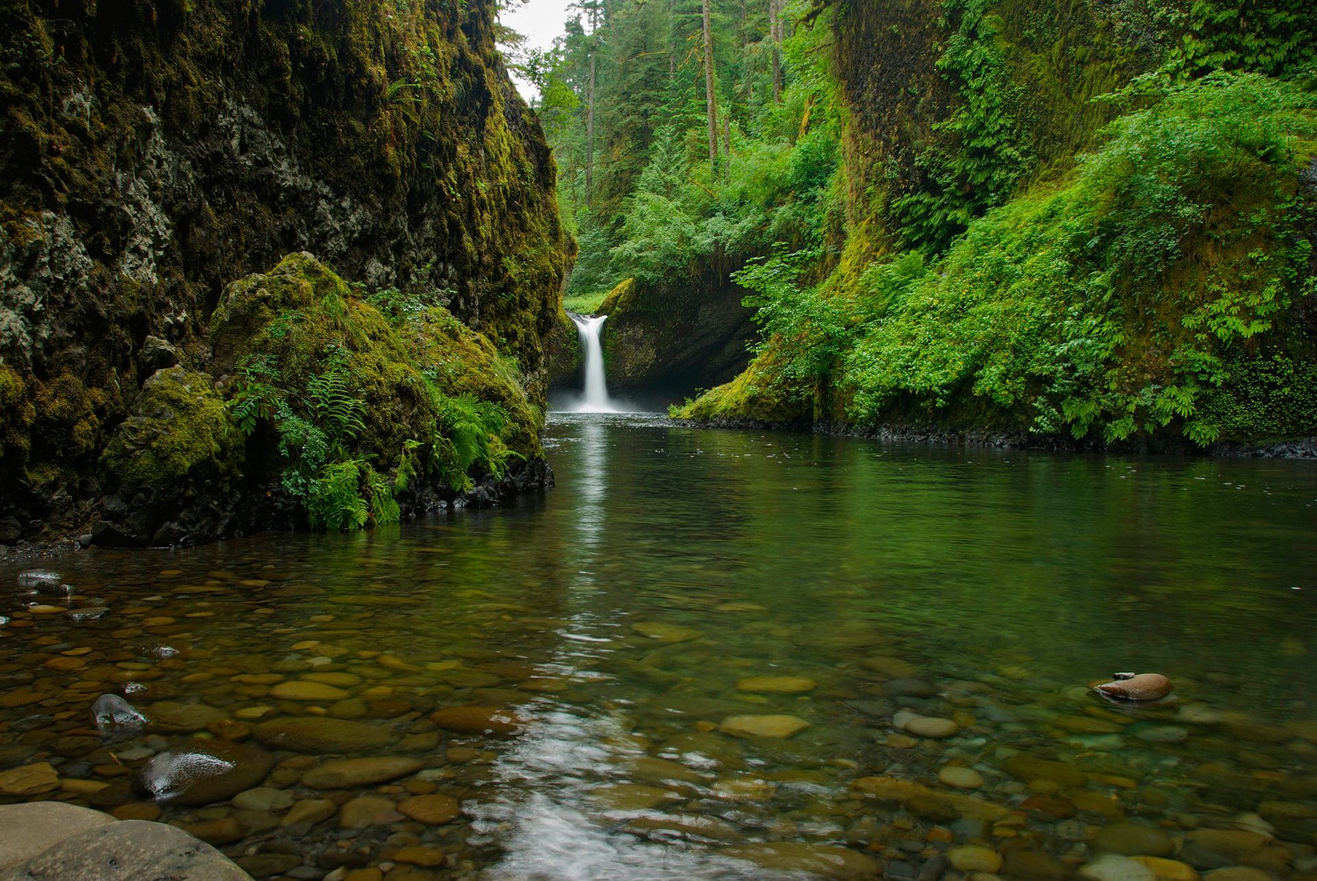 mountain rock feed waterfall lake stones tree