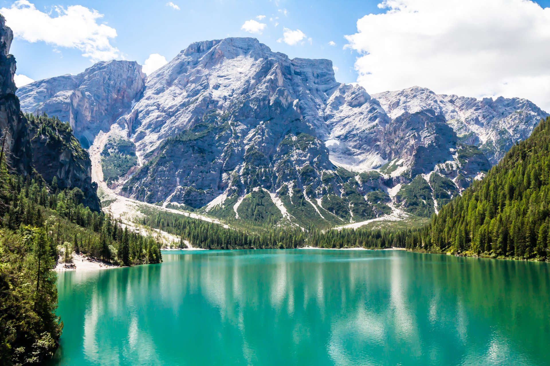 landschaft see smaragd berg berge schnee