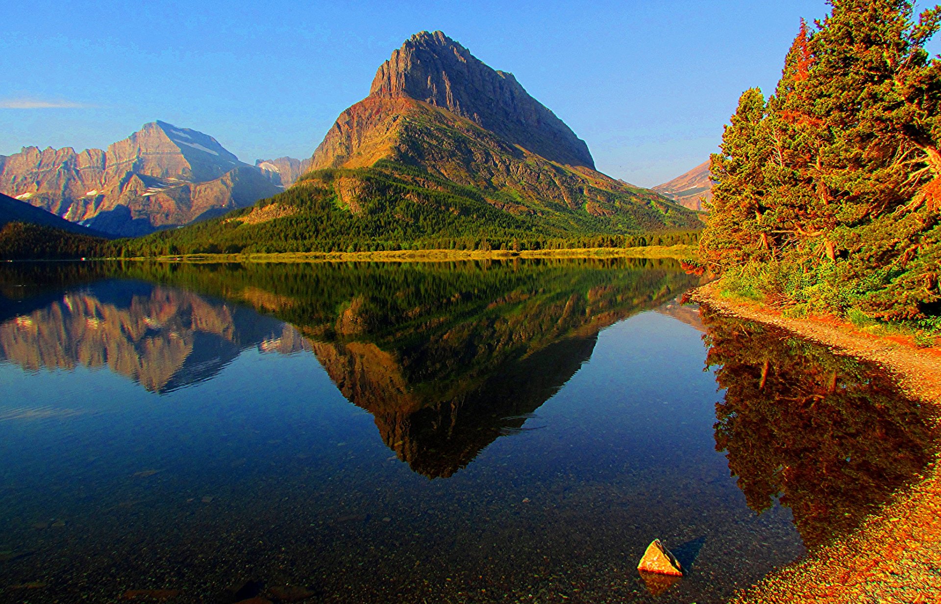 park narodowy glacier montana usa niebo góry jezioro las jesień