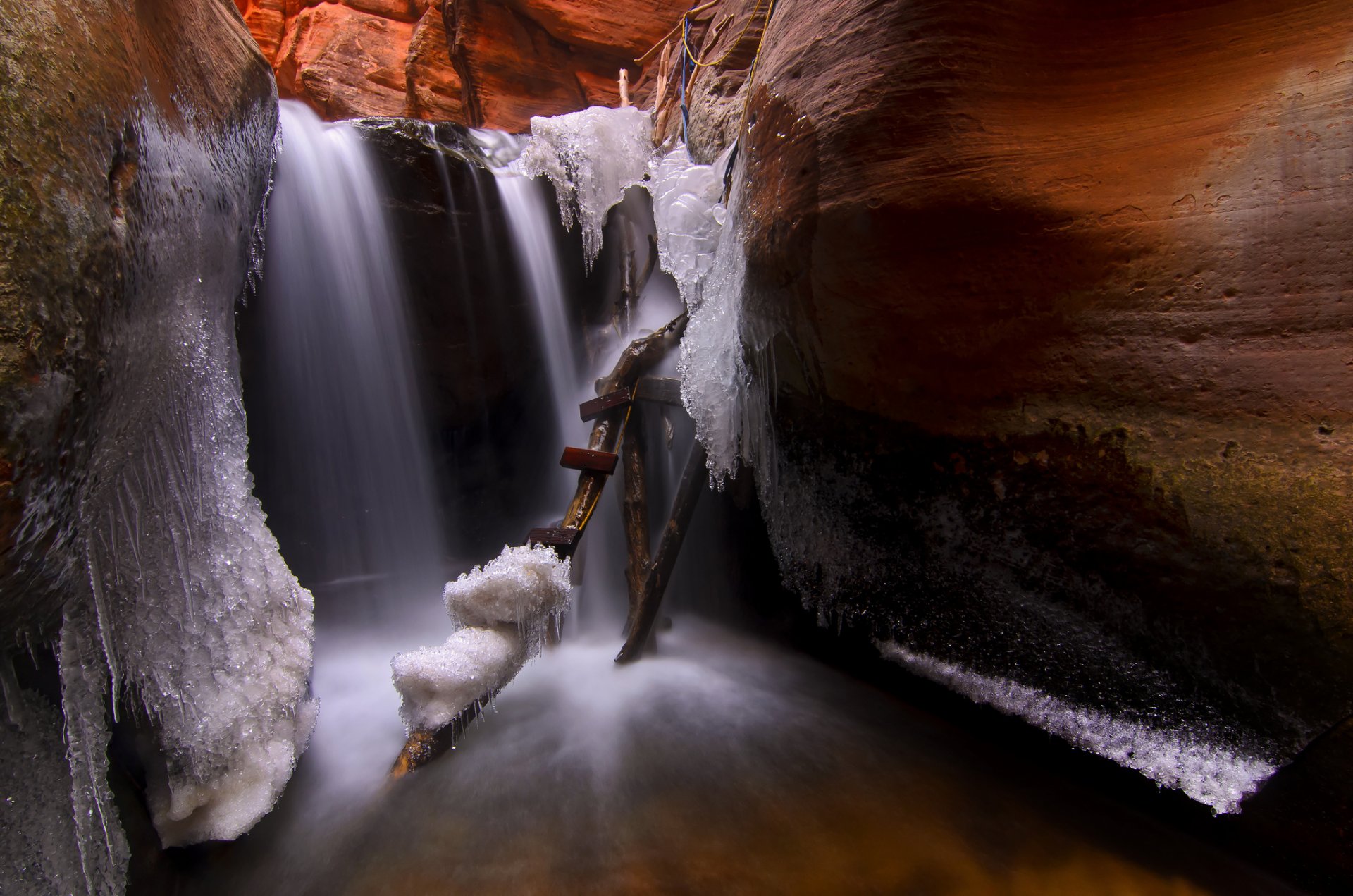 kanarraville utah usa cave stairs next icicle