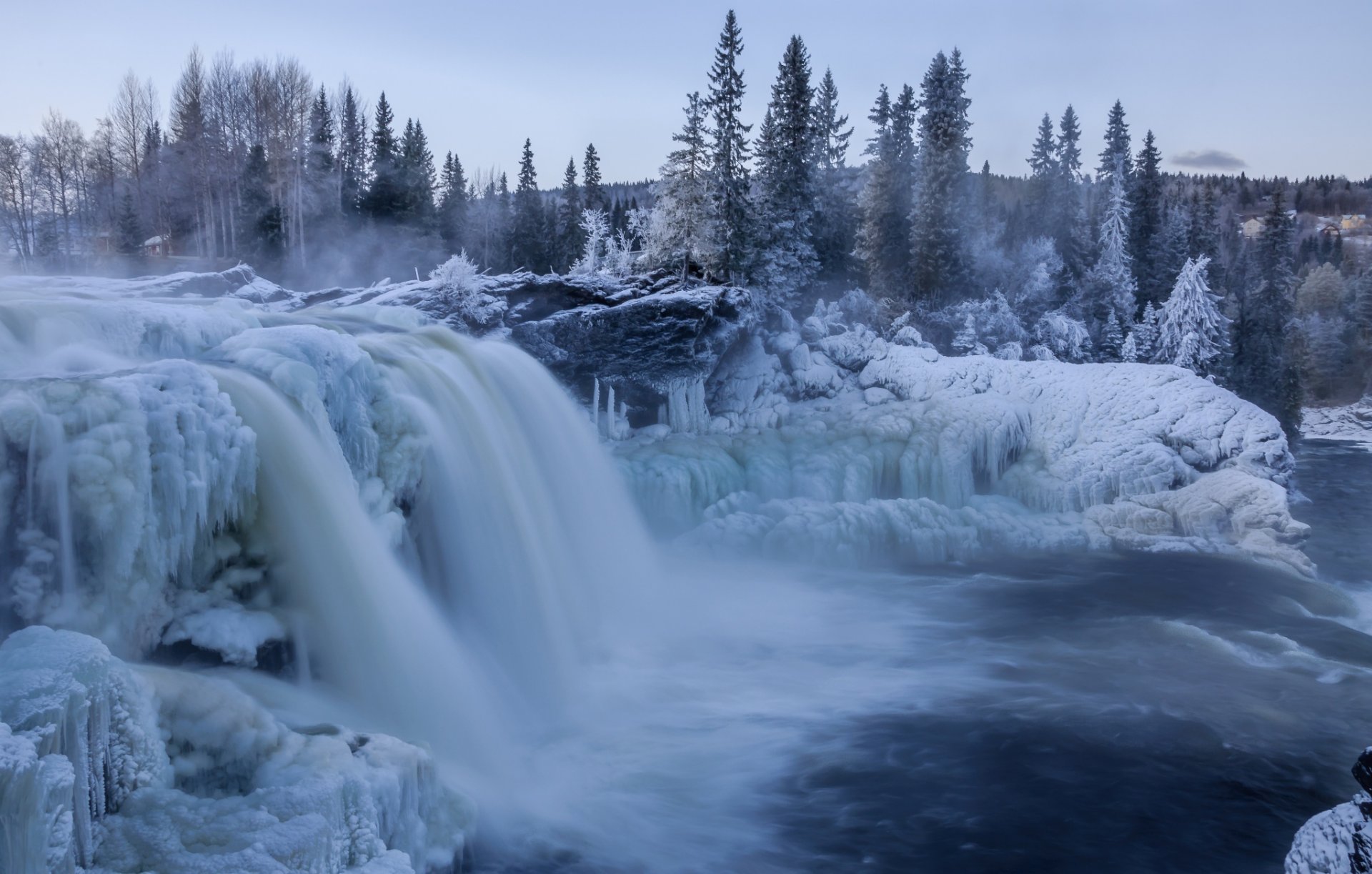 cascada invierno nieve hielo