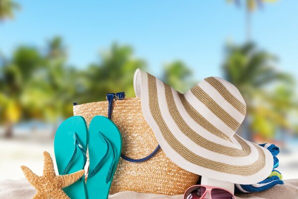 Accessori per le vacanze estive in spiaggia