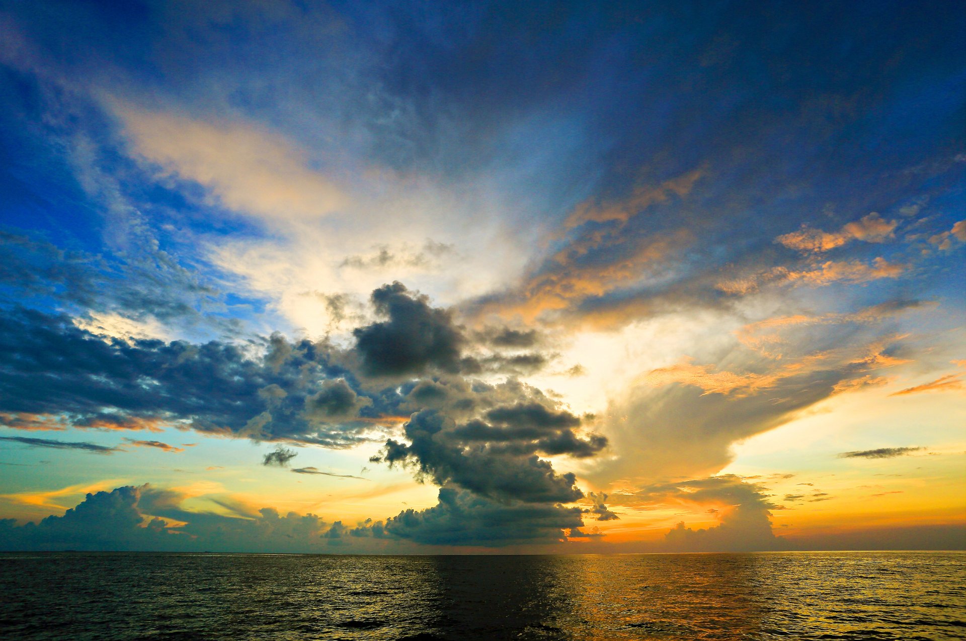 ky clouds sunset horizon sea