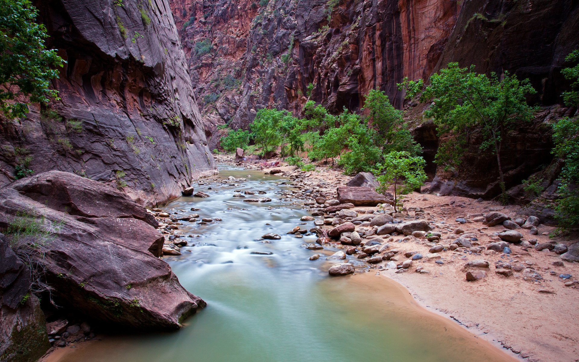 park narodowy zion utah rzeka wąwóz skały skały park narodowy zion usa