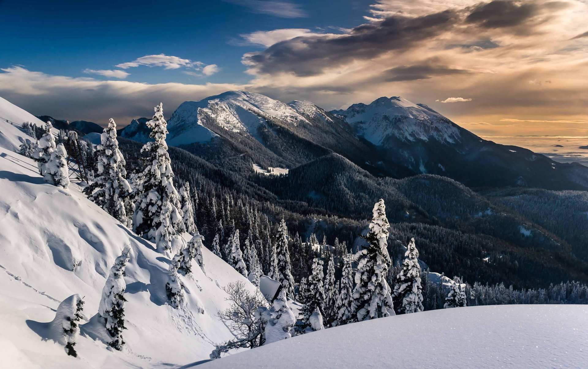 montañas invierno nieve lerev naturaleza paisaje