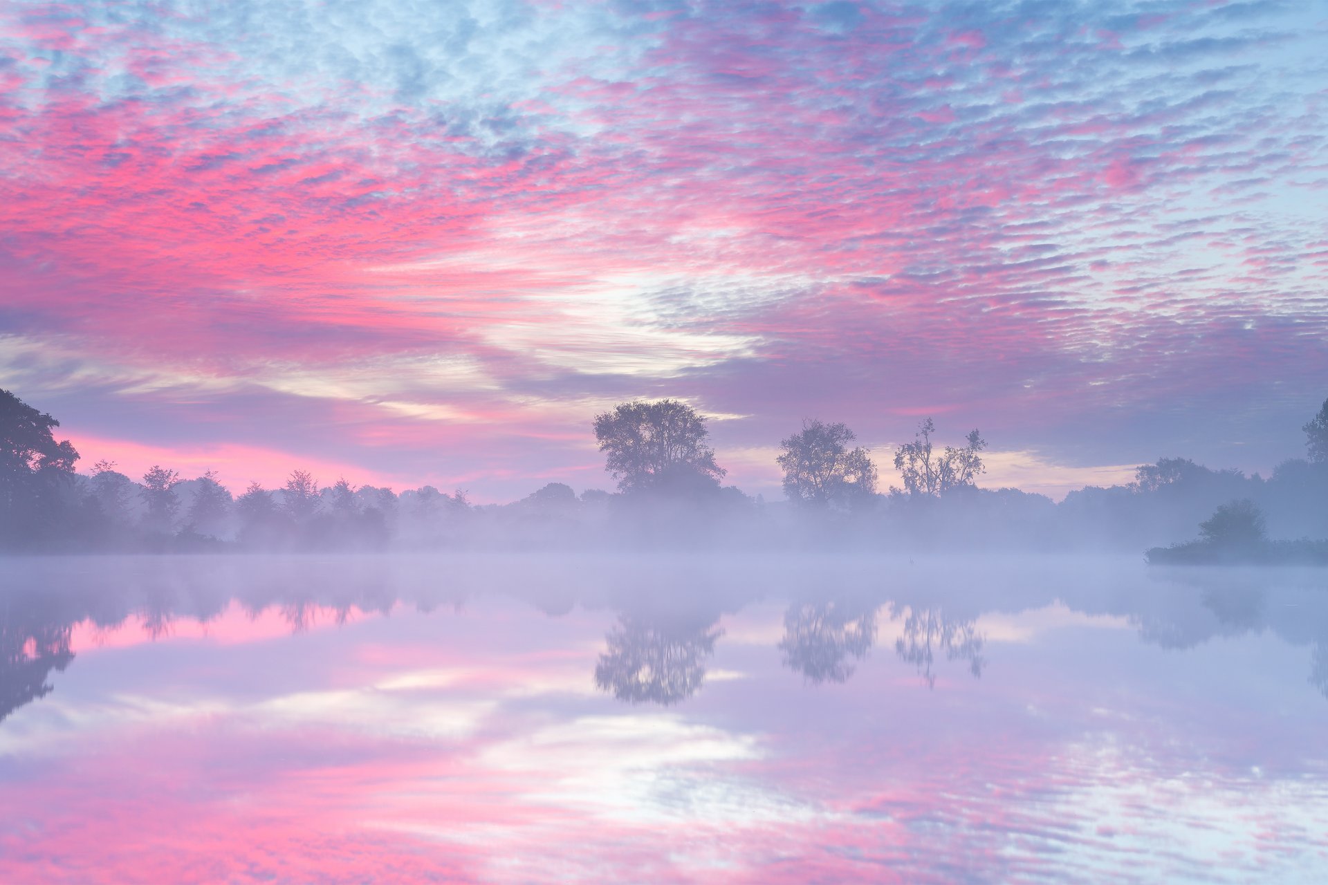 niederlande herbst september see morgen nebel