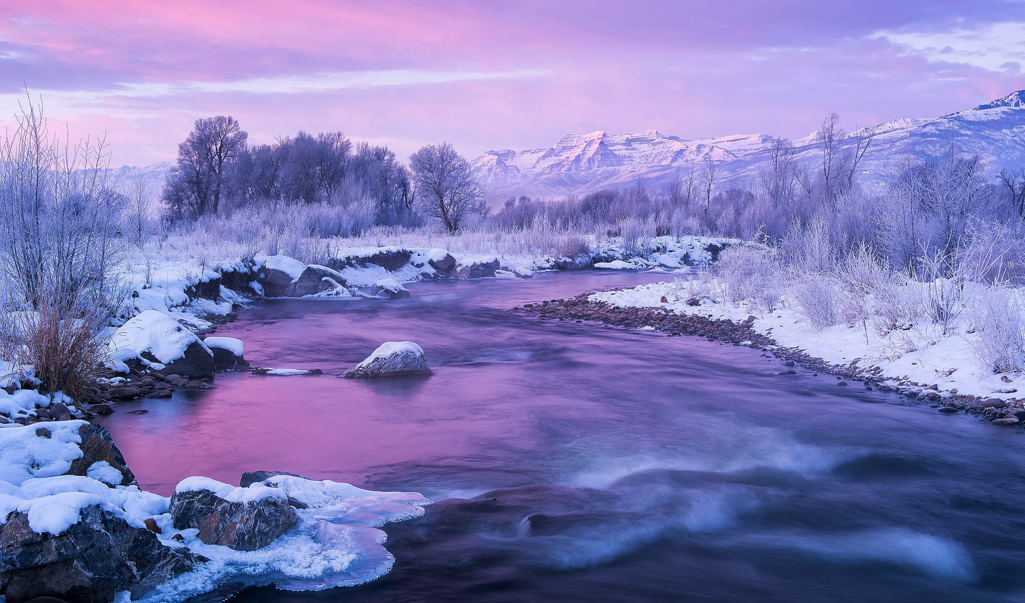 united states utah river provo winter snow mountain