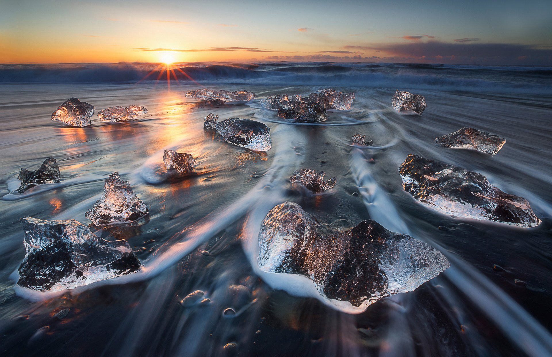 breiðamerkurjökull vatnajökull parco nazionale vatnajökull islanda marea onde marzo