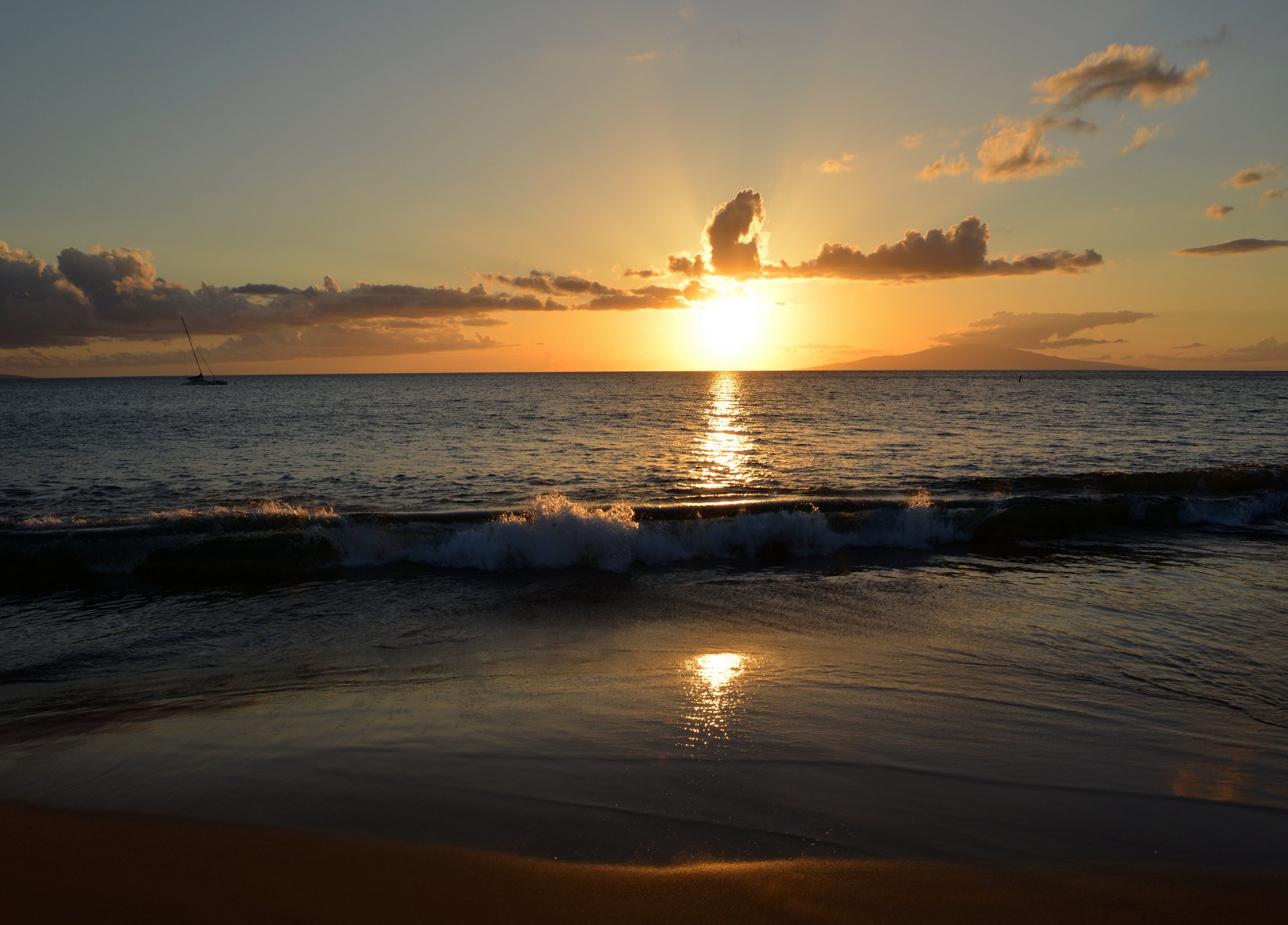 świt zachód słońca morze niebo maui hawaje horyzont natura zdjęcie