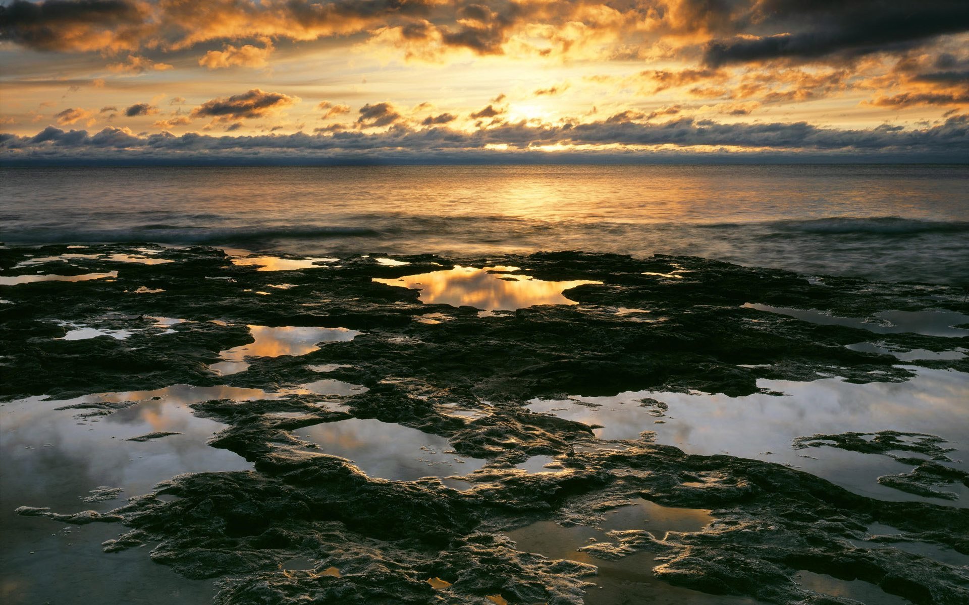 nature sky clouds sunset water beach sea