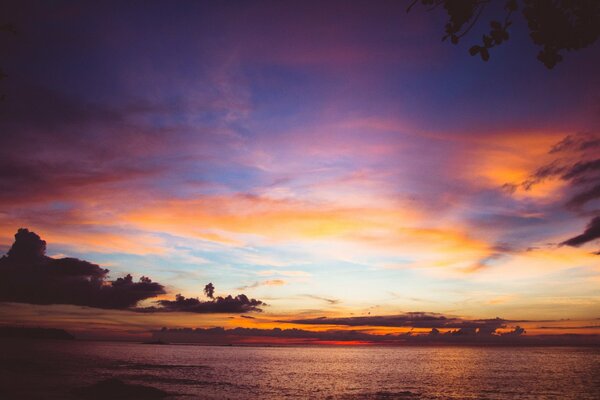 Sunset sky over a pond