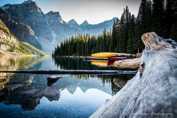 Mountain peaks in the Winter Forest of Canada