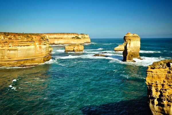 Ancient rocks in the middle of the sea