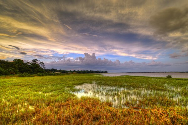 Nubes lago nubes suaves