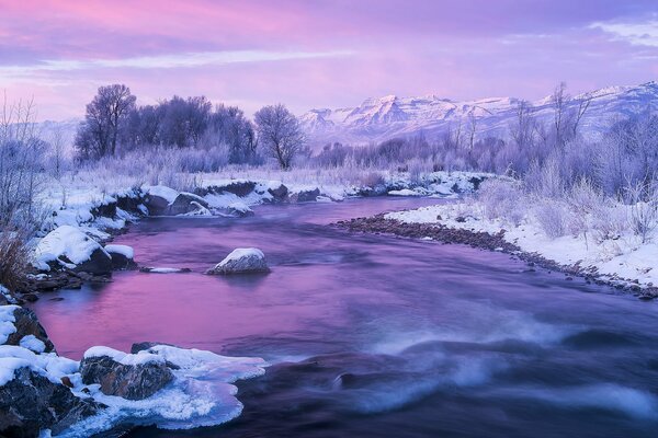 Winter River Provo Utah from