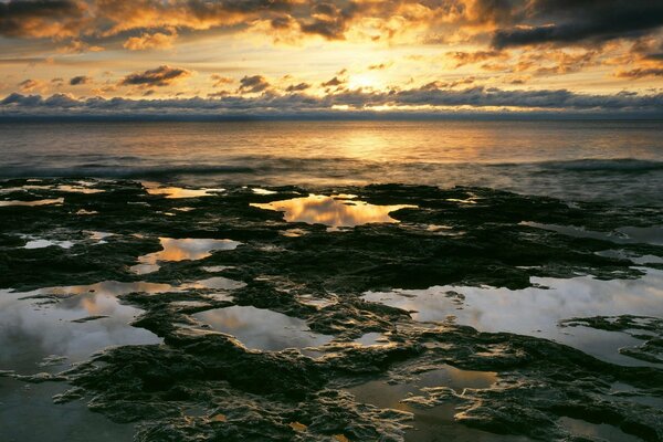 Beautiful seashore at sunset