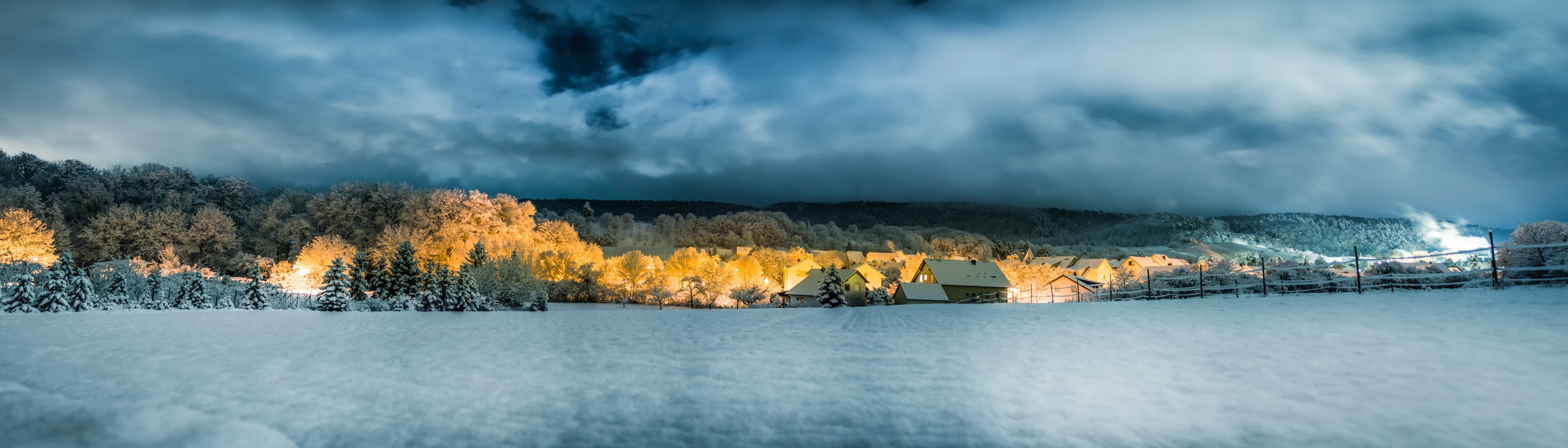 panorama casas nieve invierno