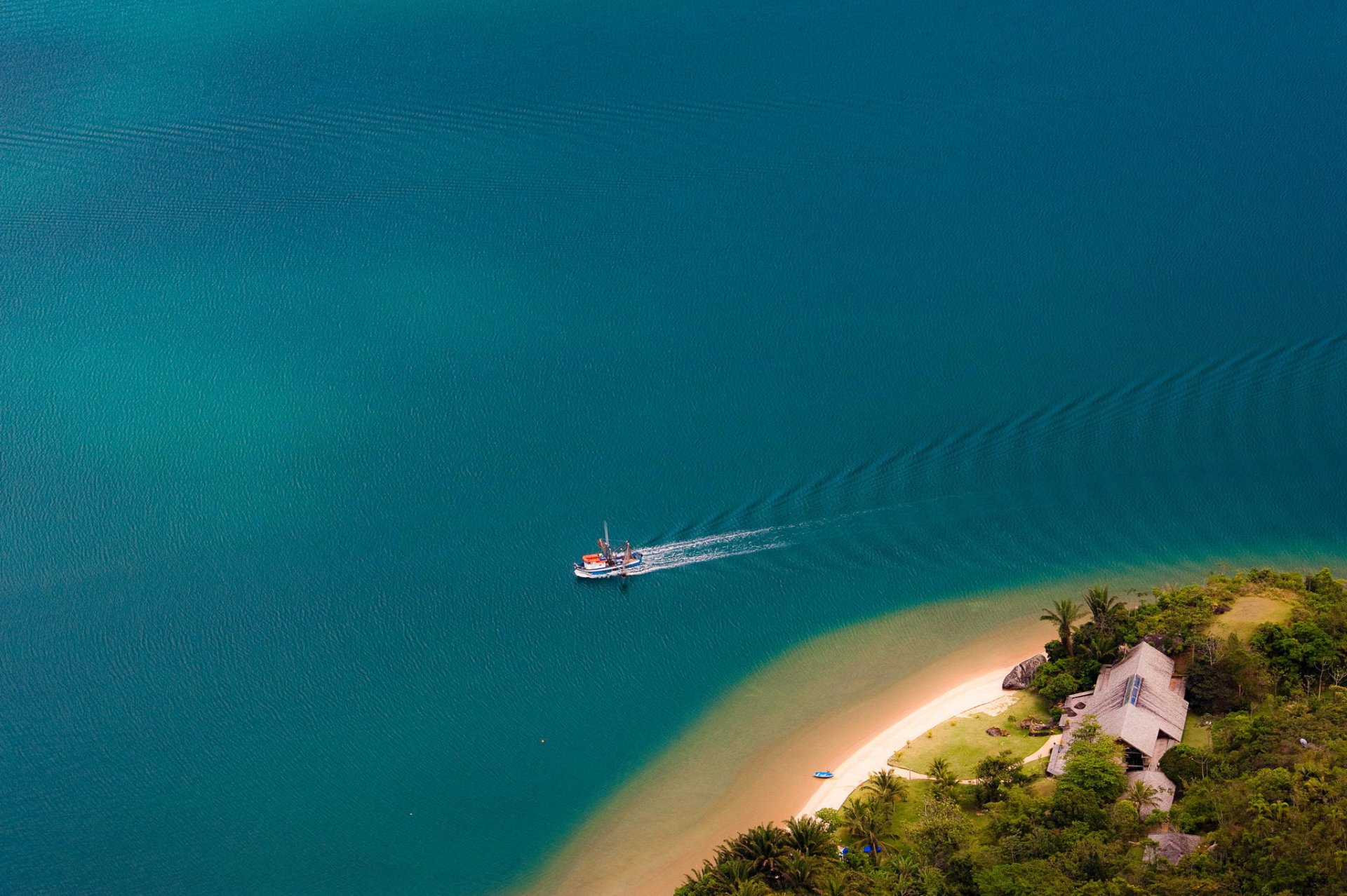 océan nature bateau île palmiers