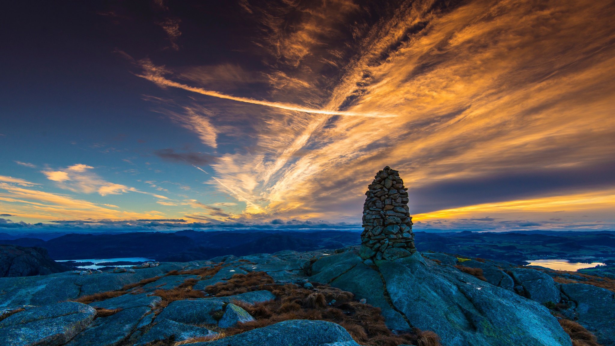 mountain sunrice norway stones sky