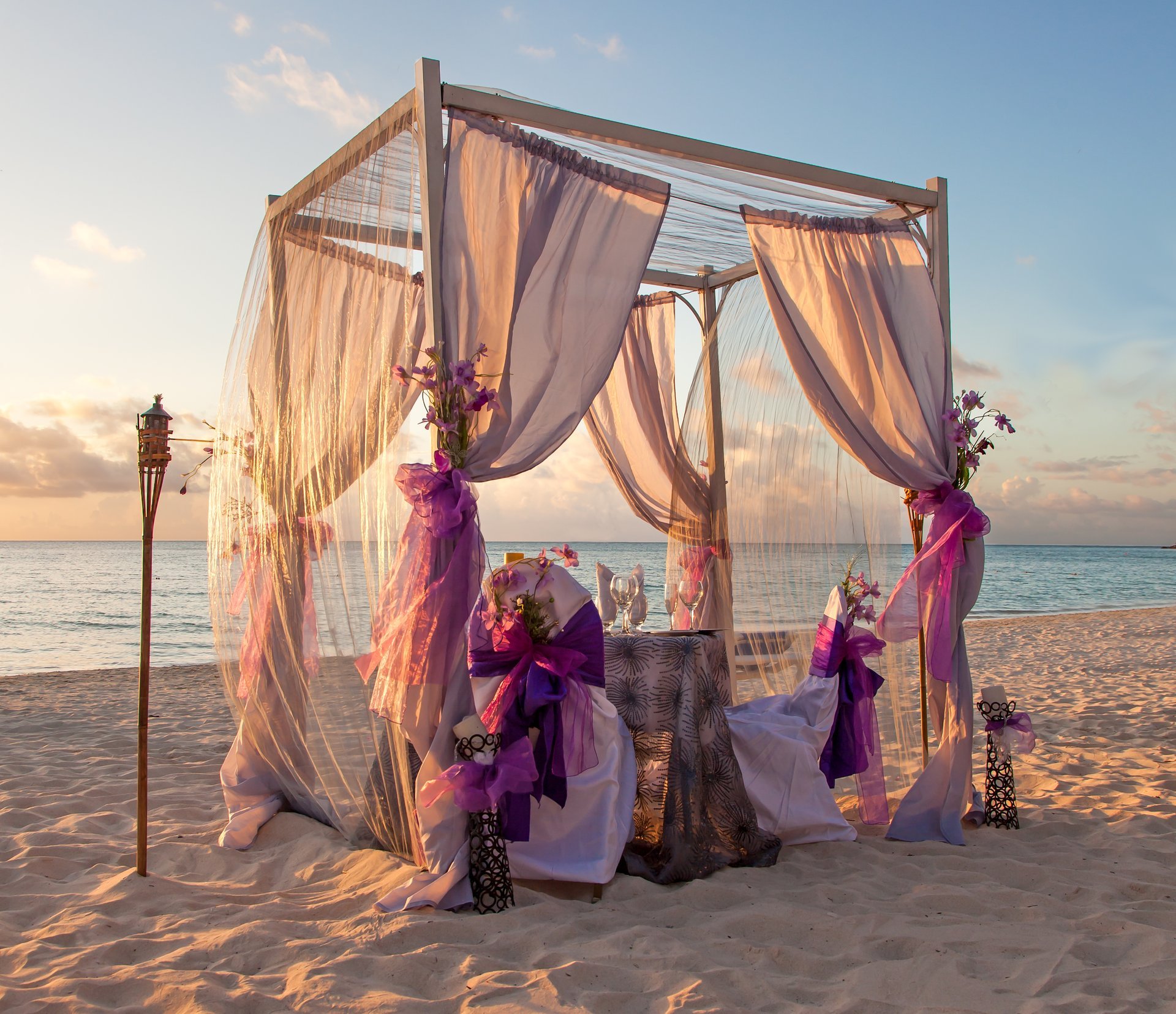 nature tropiques mer côte gazebo table plage