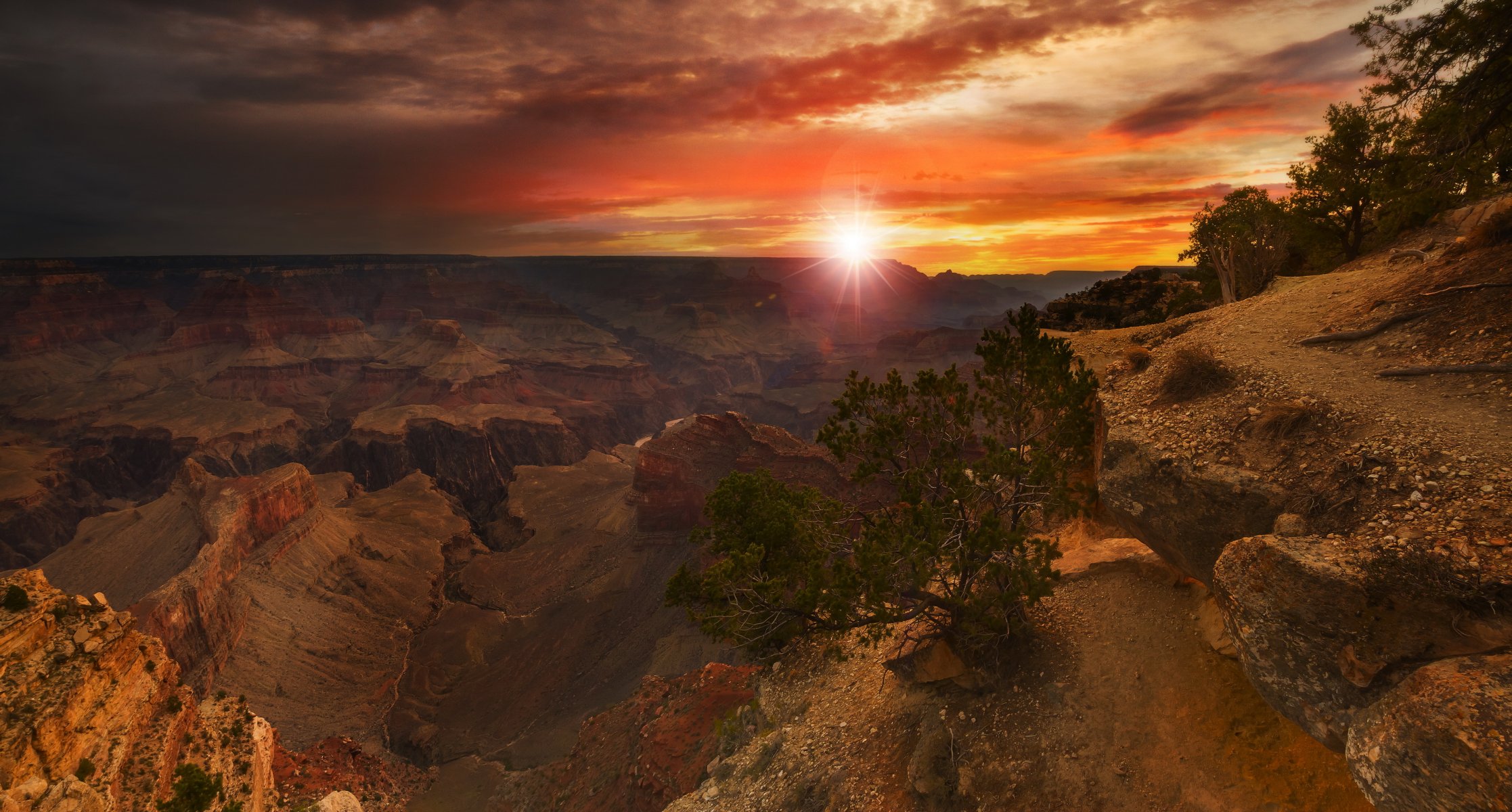 estados unidos arizona grand canyon. sol rayos puesta de sol