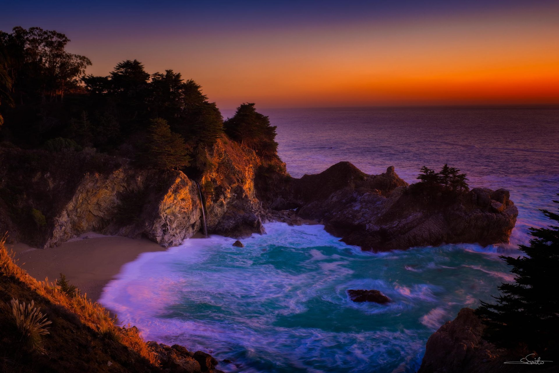 mcway falls paysage californie big sur big sur océan pacifique cascade falaises côte