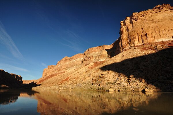 Landscape lake and rock