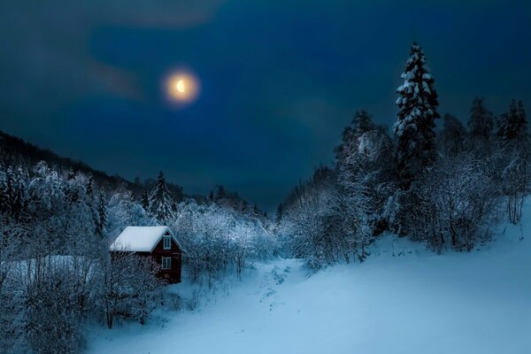Una noche de invierno y una cabaña solitaria
