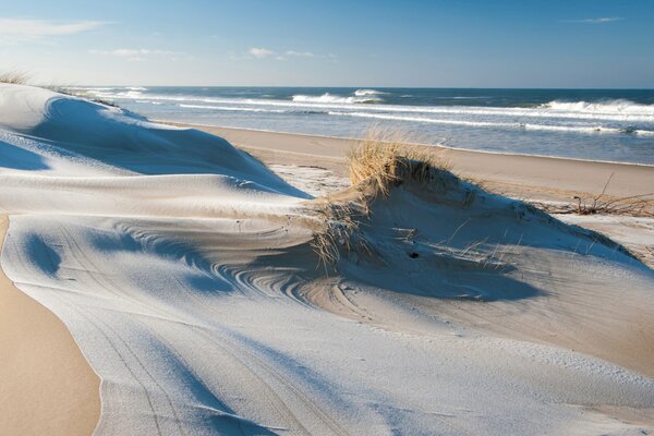 Beautiful sandy beach in sunny weather