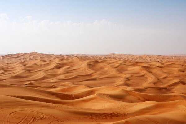 Footprints left in the hot desert