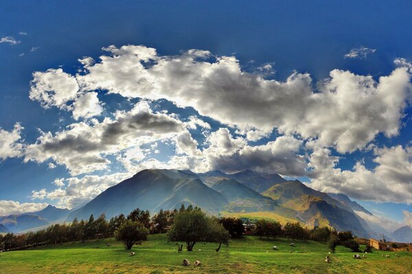 There is a village at the foot of Kazbek