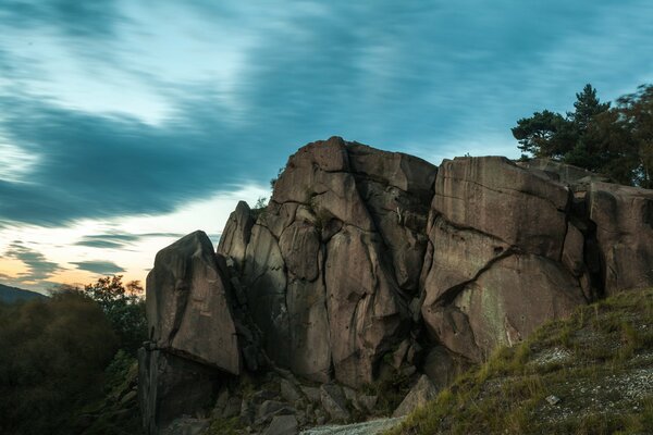 Nature and rocks. Evening sky