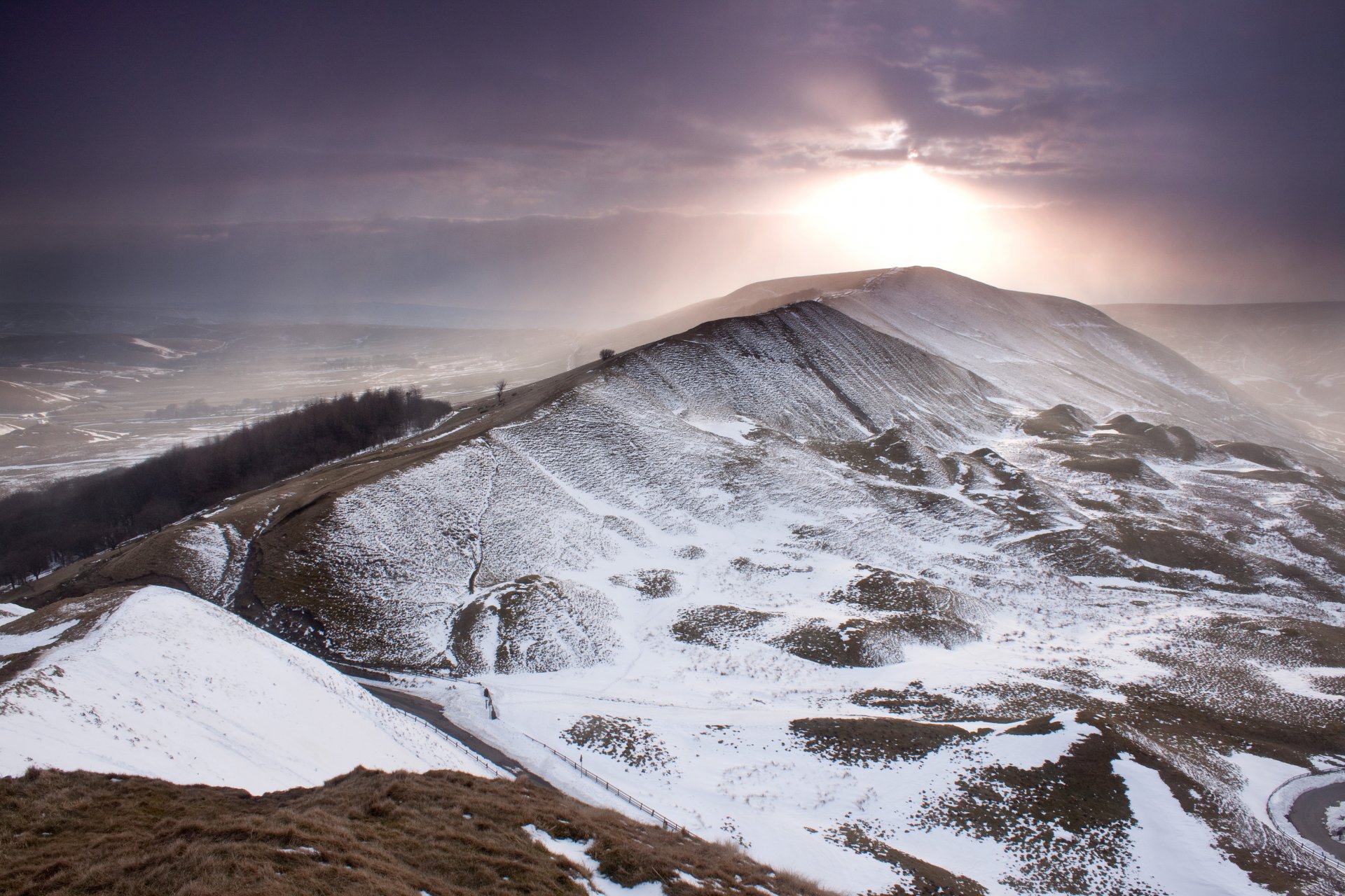 montaña invierno nieve inglaterra cielo nubes sol