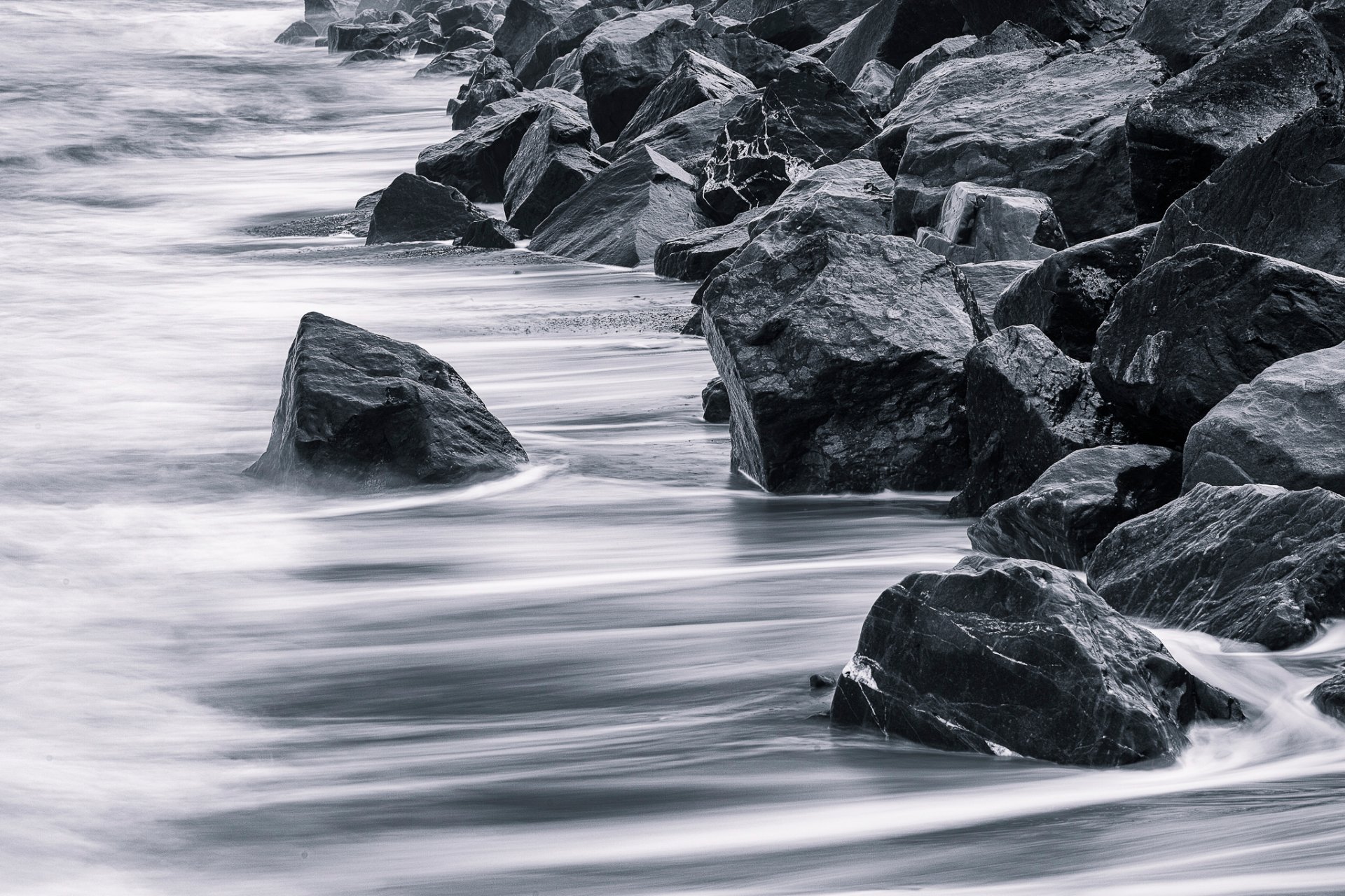 waves stones beach