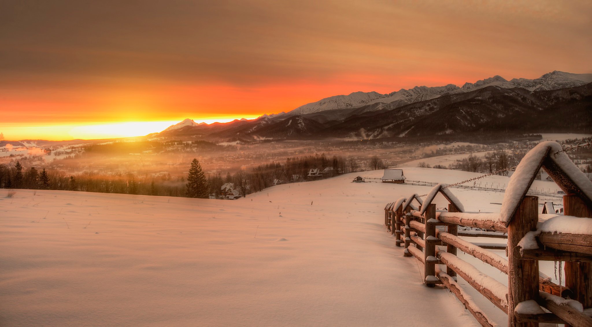 alti tatra montagne inverno alba