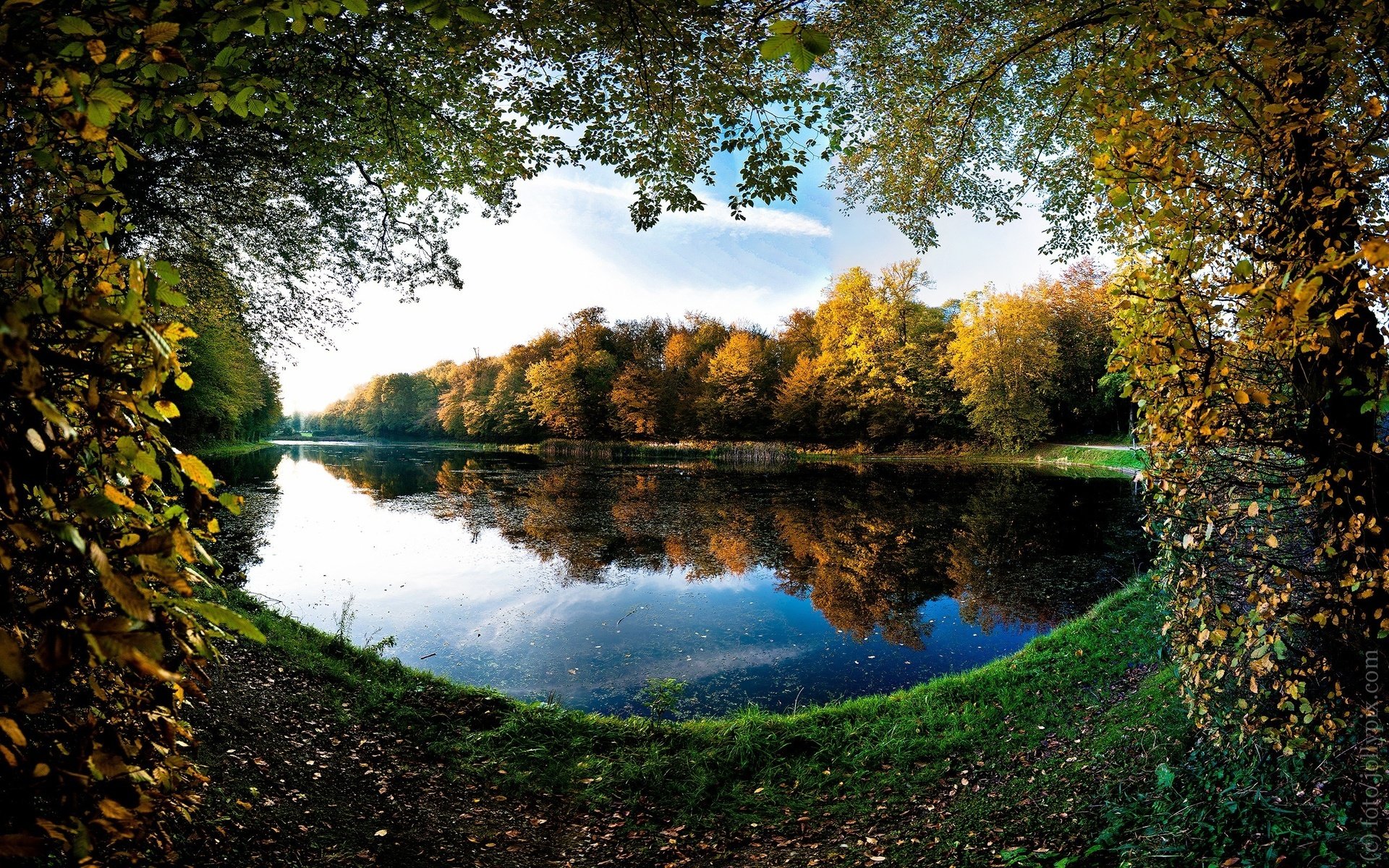 lac mise au point automne lac forestier fond d écran sur le bureau