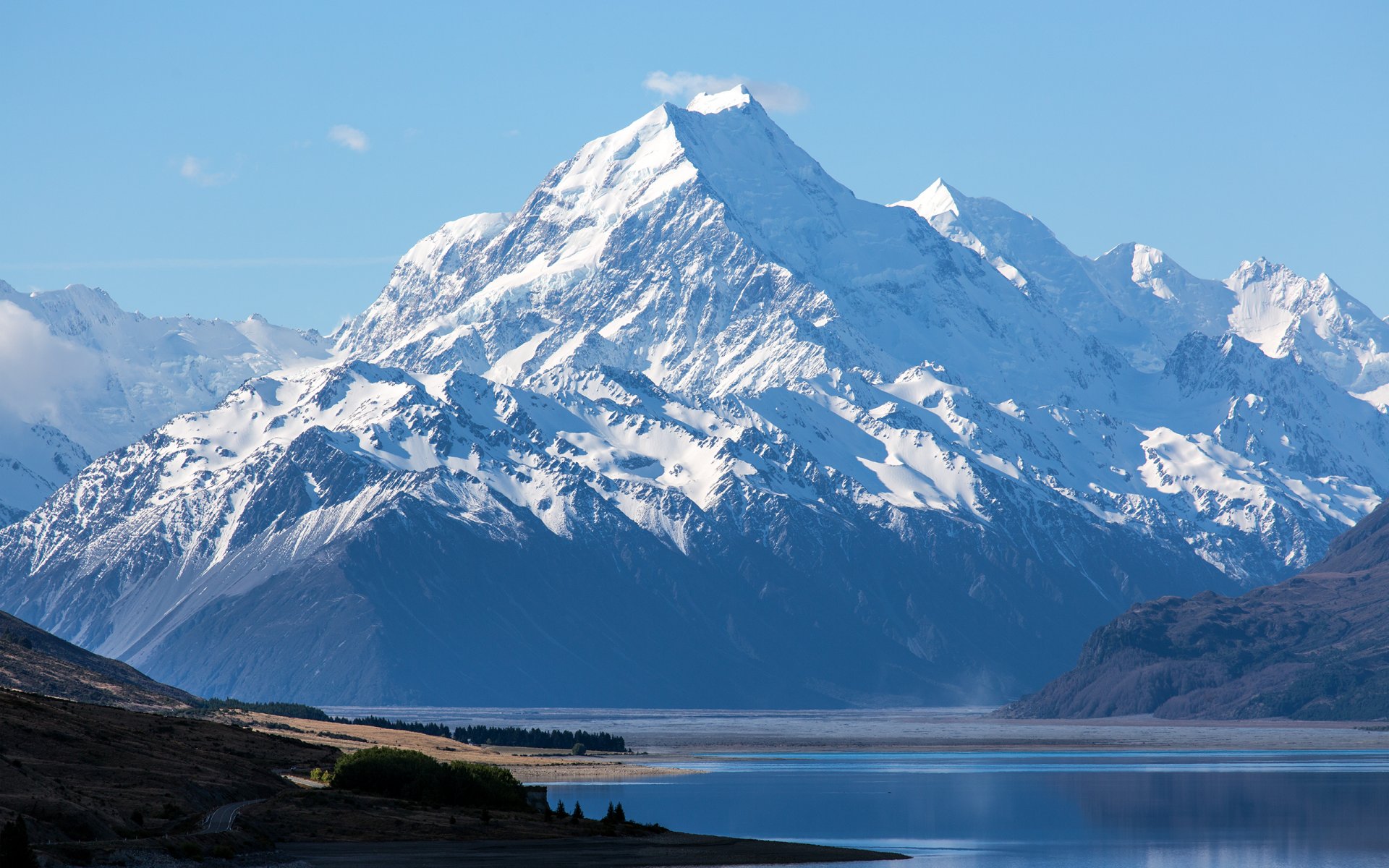 nowa zelandia mount cook park narodowy aoraki góry śnieg jezioro