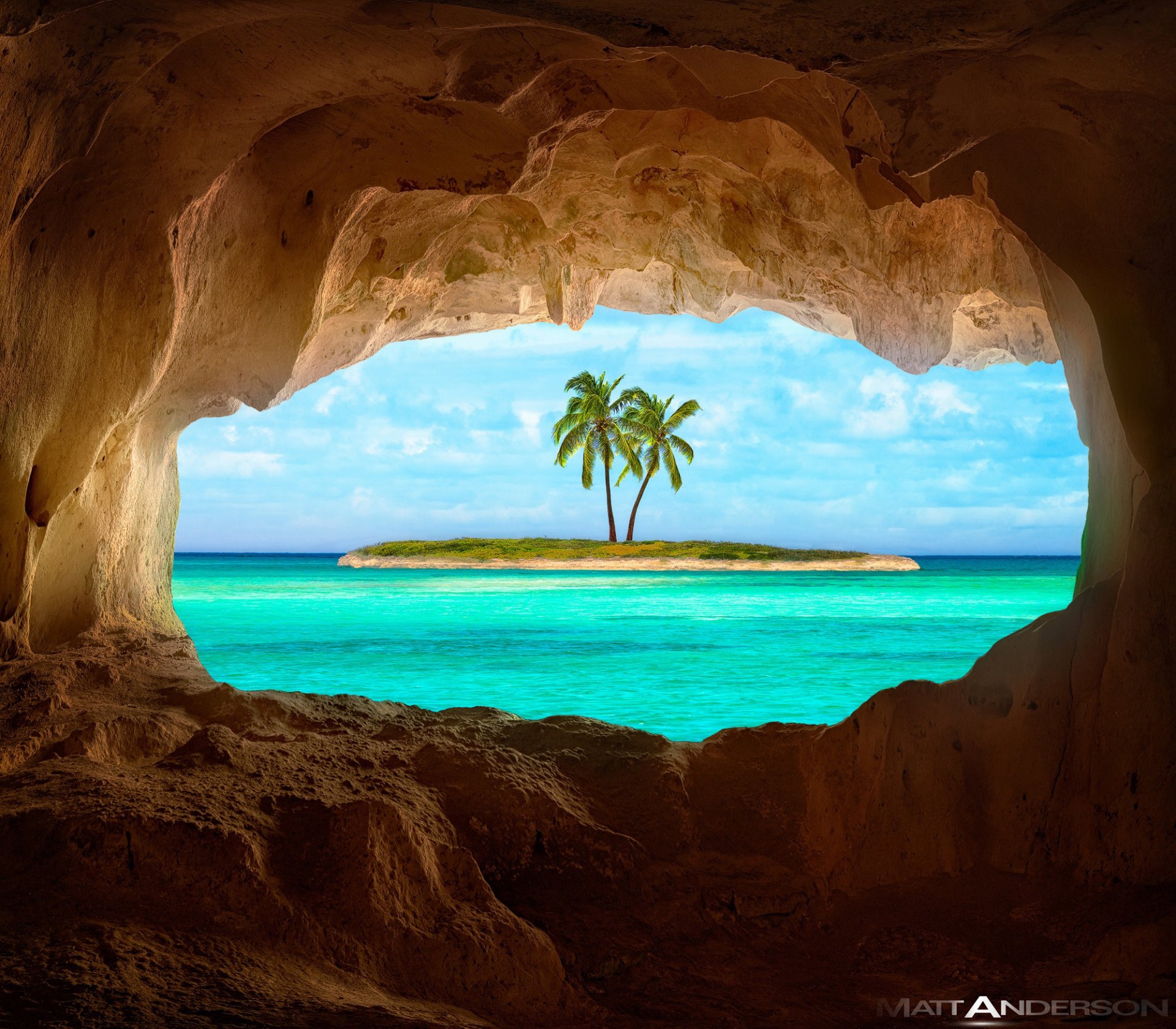 océan pacifique îles des caraïbes île palmiers grotte roches