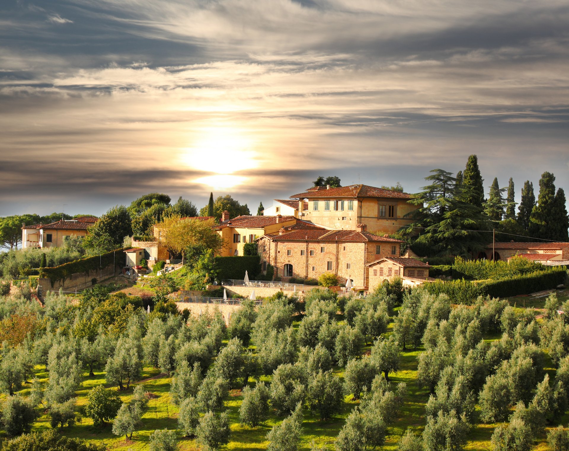 nature sky clouds sunset tree landscape italy tuscany