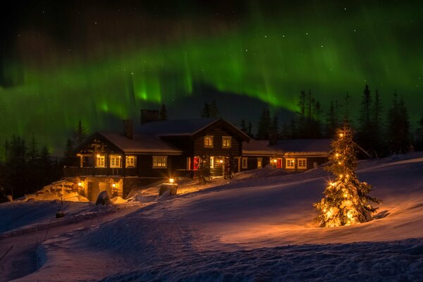 Aurora Boreale Norvegese in inverno